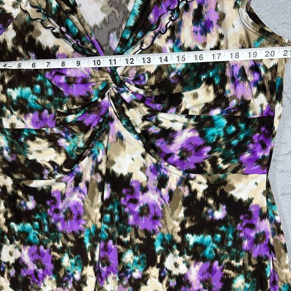 CJ Banks Womens Pullover Flower Purple V Neck Plus Size X - Picture 6 of 14